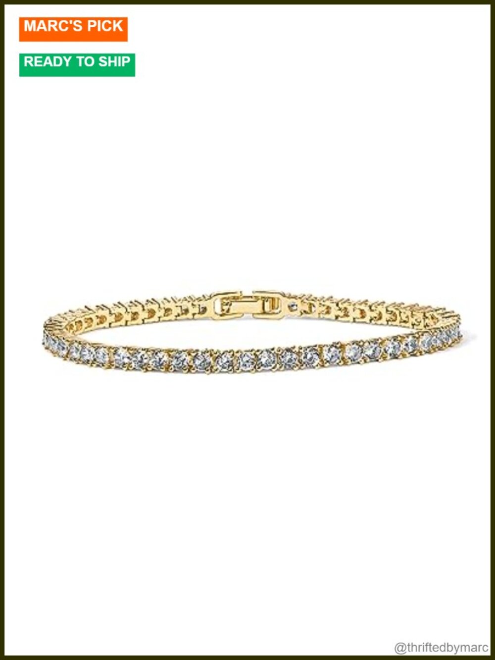14K Gold Plated Vermeil Tennis Bracelet 3mm Cubic Zirconia
